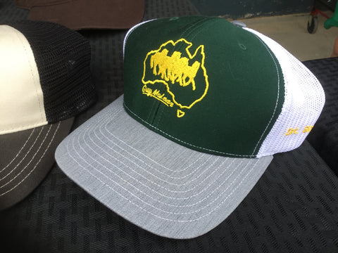 Green and a Gold cap